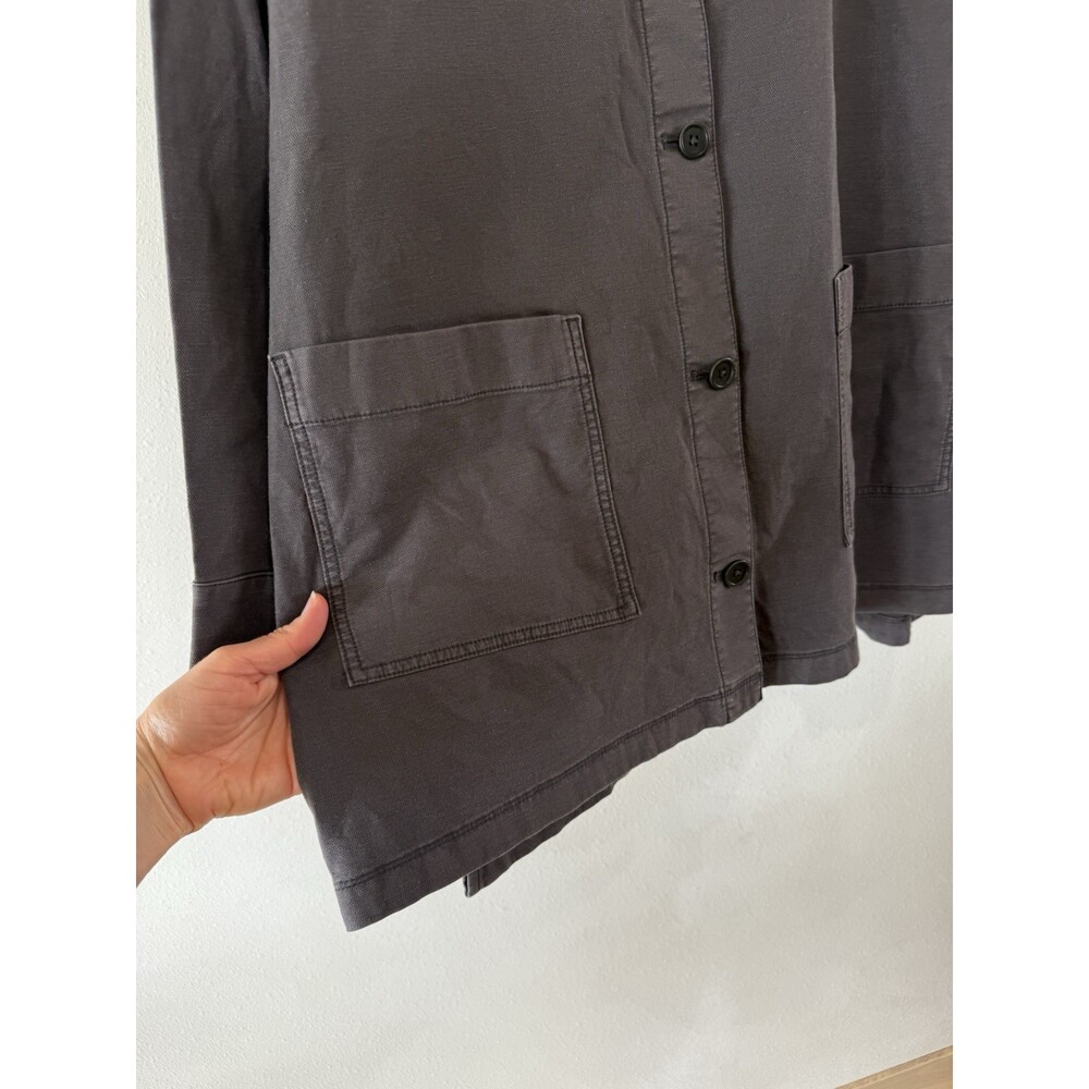 Eileen Fisher Oversized Organic Cotton Hemp Utility Jacket Charcoal Gray Large L - Picture 4 of 7